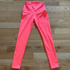 Nwot Neon Coral Leggings Uv 50+ Pineapple Clothing Size S Msrp $56 + Tax And Shipping Designed And Sewed In Miami Fl Pink Bottoms With Elastic Waistband Full Length, Pink Full-length Bottoms With Elastic Waistband, Pink Stretch Gym Bottoms, Pink Yoga Pants For Spring Loungewear, Pink Full-length Gym Pants, Pink Yoga Pants With Elastic Waistband For Loungewear, Fitted Pink Sports Bottoms, Pink Full Length Gym Pants, Fitted Pink Bottoms For Sports