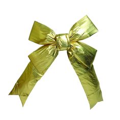 a shiny gold bow on a white background