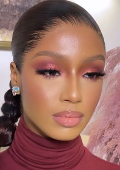 Slicked Back Hairstyles, Maquillage Yeux Cut Crease, Natural Glam Makeup, Brown Skin Makeup, Soft Glam Makeup, Glam Makeup Look, Dope Makeup