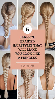 If you've ever dreamed of feeling like royalty, these French braided hairstyles are your ticket to elegance. Whether you have short, medium, or long hair, these five stunning styles will transform your look. Discover how to create princess-worthy braids that elevate any outfit and occasion. Full Braided Hairstyles For Long Hair, Low Braid Hairstyles, Types Of Braids Hairstyles, Teen Braid Styles, Braids Thick Hair, French Braided Hairstyles, Waterfall French Braid, French Braids Tutorial