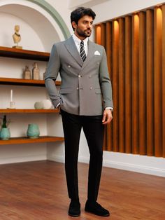 Grey Double Breasted Blazer Men, Grey Suit Jacket Outfit Men, Formal Blazer Outfits Men, Grey Blazer Outfit Men, Formal Blazer Outfits, Double Breasted Blazer Men, Grey Suite, Sardar Fashion