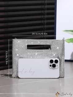 Bird in Bag - Sparkling Clutch Bag with Sequin Decoration, Ideal for Weddings, Parties, and More. Elegant Rectangular Bag For Wedding Gift, Silver Rectangular Shoulder Bag For Wedding, Sequin Decor, Style Minimalist, Bird In Bag, Printed Bags, Mini Fashion, Square Bag, All Over Print