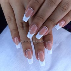 Acrylic Nail Designs Classy, Silver Nail Designs, Feather Nails, Cute Pink Nails, Heart Nail Designs, French Manicure Nails, Ombre Acrylic Nails, Nails Design With Rhinestones