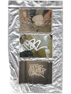 three different pictures with graffiti on them