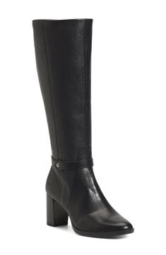 An ultra-cushioned insole keeps feet comfortable and supported in a knee-high leather boot made with signature Opanka construction for durability.True to size. 3" heel (Size 8.5). 15" shaft; 15"-17" calf circumference. Adjusts to fit wide calf. Side zip closure. Removable cushioned insole with arch support. Made with hand-sewn Opanka construction: the upper is fastened to the outsole with an extended flange joined by stitching, providing flexibility and long-lasting durability with a handcrafted Knee High Leather Boots, Wide Calf, Leather Boot, Women Style, Boot Shoes Women, Arch Support, Knee High Boots, Mid Calf, Hand Sewn