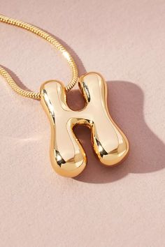 Bubble Letter Monogram Necklace | Anthropologie Bubble Letter Necklace, Monogram Pendant Necklace, Bubble Letter, Monogram Pendant, Letter Monogram, Bubble Letters, Dainty Chain, Cute Preppy Outfits, The Bubble