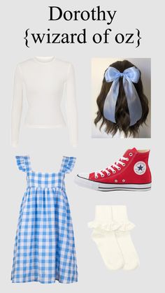 Modern Dorothy Costume Diy, Iconic Pop Culture Costumes, Cut Halloween Costumes, Diy Dorothy Costume For Women, Cute Simple Costumes, Dorthy Costume Ideas, Solo Halloween Costumes Women Easy, Hallowing Costumes, 90s Inspired Halloween Costumes