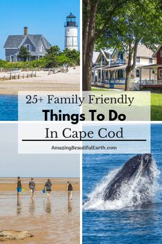 the beach with people and houses in it that says 25 family friendly things to do in cape