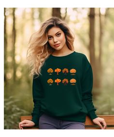 "Title: \"Autumn 8 Trees Sweatshirt - Embrace Nature's Masterpiece\" Description: Step into a world ablaze with the fiery colours of fall with our Autumn sweatshirt! This exquisite sweatshirt is a wearable masterpiece that celebrates the breathtaking beauty of autumn trees in all their glory. 🍂 Design Details: Our sweatshirt is adorned with stunning, high-resolution images of majestic autumn trees, showcasing nature's vibrant transition from green to gold. With every glance, you'll be transported to the heart of an autumn wonderland, where the leaves rustle and the air is crisp. 🌟 Quality & Comfort: We believe that comfort should never compromise style. That's why our sweatshirt is crafted from premium, soft fabric that provides warmth and coziness. Whether you're wandering through a for Casual Fall Sweatshirt With Screen Print, Casual Screen Print Sweatshirt For Fall, Casual Sweatshirt With Screen Print For Fall, Fall Cotton Sweater With Screen Print, Green Screen Print Sweatshirt For Fall, Green Sweatshirt With Screen Print For Fall, Relaxed Fit Sweatshirt With Screen Print For Fall, Relaxed Fit Sweater With Screen Print For Fall, Nature Description