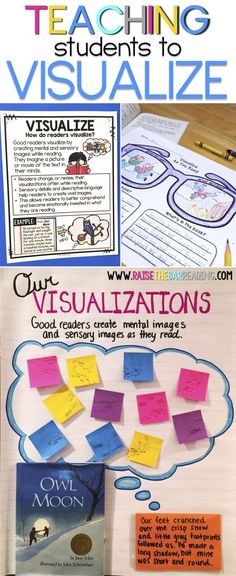 a poster with post it notes on it and the words teaching visualize written below