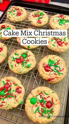 christmas sprinkle cookies cooling on a wire rack