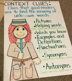 Context Clues Anchor Chart 2nd Grade, Vocabulary Context Clues Anchor Chart, Teaching Context Clues 3rd, Context Clues Upper Elementary, Types Of Context Clues, Nonsense Words Context Clues, Context Clues Anchor Chart, 7th Grade Writing, Context Clues Activities