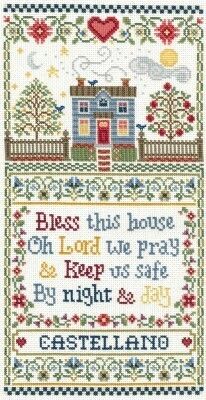 a cross stitch pattern with the words, blessing and house