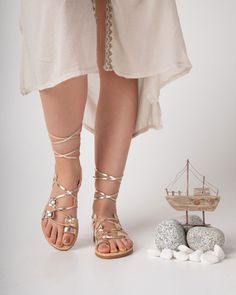 Gladiator leather women Greek sandals, gold lace up Spartan goddess sandals, handmade leather from the best cowleather from our Greek island Crete. The best summer shoes for women who want to stand out.The sole is lightweight you can enjoy miles of safety walk and sandal's soles will be always on shape. All of our products are handmade with the best and highest quality leather from our beloved island of ''Crete''. The leather used for each item may be irregular in terms of colour and texture due Bohemian Gold Sandals With Round Toe, Gold Ankle Strap Lace-up Sandals For The Beach, Bohemian Gold Sandals For Spring, Gold Lace-up Sandals For Beach, Gold Lace-up Sandals With Round Toe For Beach, Gold Bohemian Open Toe Sandals, Bohemian Gold Sandals For Summer, Gold Bohemian Sandals For Summer, Gold Ankle Wrap Sandals For Beach