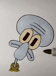 a drawing of a cartoon character with two eyes and one nose sticking out from the ground