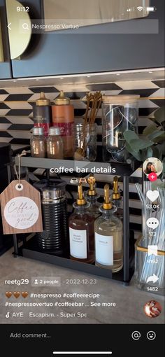 the coffee bar details page is displayed on an iphone device, displaying items for purchase