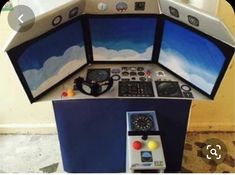 the control panel is made to look like it has been built into an airplane's cockpit