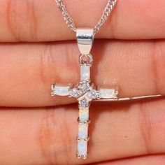 White Hypoallergenic Spiritual Necklace, Spiritual White Hypoallergenic Necklace, Spiritual White Jewelry With Birthstone, Spiritual White Birthstone Necklaces, Spiritual White Jewelry For Gifts, Spiritual White Cross Jewelry, Spiritual White Jewelry As A Gift, Artistic White Necklace For Gift, White Spiritual Jewelry With Stones