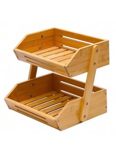 two wooden trays stacked on top of each other