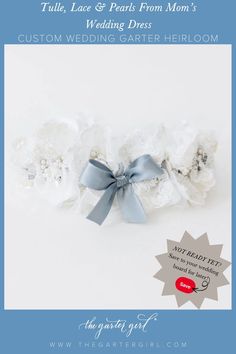 the wedding garter is shown in blue and white