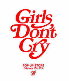 VERDYによる1デイ・ポップアップ "Girls Don’t Cry POP UP STORE"前夜祭の模様をプレビュー | EYESCREAM Girls Don't Cry, Poster Designs, Pop Up Store, Typography Design, Pop Up, White Background, Typography, Red, White