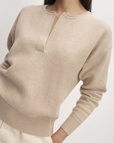 The Cotton-Merino Vintage Henley Warm Oat Heather – Everlane Fall Crew Neck Polo Sweater For Work, Classic Fall Henley For Workwear, Classic Fall Henley For Work, Fall Split Neck Tops For Workwear, Classic Henley For Layering In Fall, Classic Henley For Fall Layering, Fall Polo Sweater For Work, Classic Long Sleeve Sweater For Everyday, Versatile Solid Color Everyday Sweater