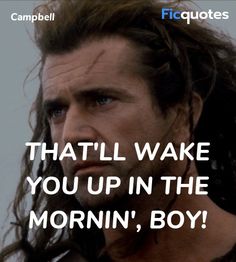 there is a man with long hair and a quote on the image that says, that'll wake you up in the morning, boy