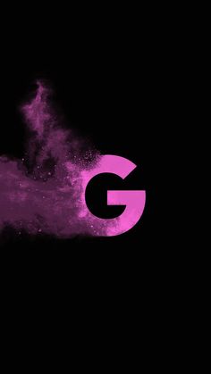 the letter g is made up of pink powder and black background with white letters on it