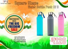 an advertisement for the water bottle pack is shown in three different colors and sizes, including pink, blue, green, orange