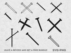 several different types of swords with the words leave a review and get a free bundle