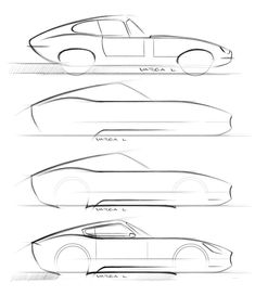 three different types of cars are shown in this drawing