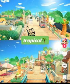 two screens showing different scenes from the game tropical