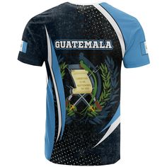 Guatemala T Shirt Guatemalan SpiritDescription Our Unisex T-shirt is made of a premium polyester blend, offering maximum comfort with a soft feel. It boasts an all-over print design created through a high-definition heat-dye application that ensures vibrant and long-lasting colors even after multiple washes. This T-shirt’s fabric is durable and resistant to wrinkles, shrinking, and mildew, ensuring its longevity. The thread line color is limited to black or white. Every T-shirt is custom printed Printed Short Sleeve T-shirt For Sports Events, Blue Sports T-shirt With All Over Print, Sports Short Sleeve Printed T-shirt, Sports Printed Short Sleeve T-shirt, Sports Short Sleeve Sublimation Printed Shirt, Sports Sublimation Short Sleeve Shirt, Short Sleeve Sports Sublimation Design Shirt, Short Sleeve Sports Sublimation Printed Shirt, Sports Cotton T-shirt With All Over Print