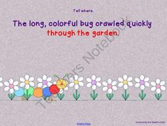 the long, colorful bug crawls quickly through the garden with flowers in the foreground