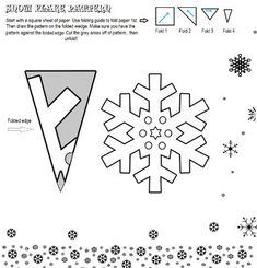 snowflakes are shown with instructions to make them