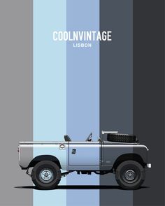 an old pick up truck is shown against a blue and gray striped background with the words coolvinitage on it