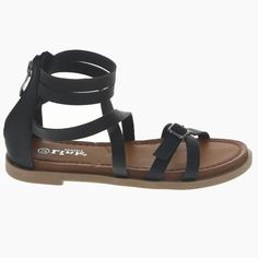 Black Vegan Leather Strappy Flat Sandals With Back Zipper Black Synthetic T-strap Sandals With Buckle Closure, Black Adjustable Strappy T-strap Sandals, Black Adjustable T-strap Sandals With Buckle Closure, Black Strappy T-strap Sandals For Spring, Black Strappy Sandals With Buckle Closure, Black T-strap Sandals With Adjustable Strap For Spring, Adjustable Black Strappy T-strap Sandals, Black Strappy Sandals With Adjustable Strap, Black Strappy T-strap Sandals With Adjustable Strap