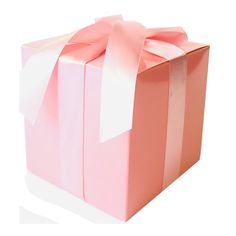 a pink gift box with a bow on it