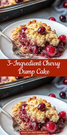 three ingredient cherry dump cake on a white plate