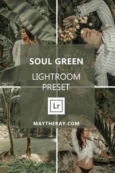 the lightroom preset for photoshopping is shown in three different colors and sizes