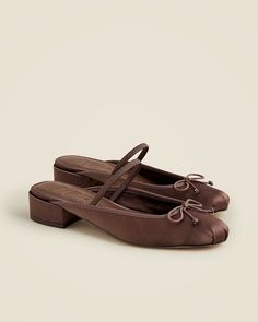 J.Crew: Teagan Ballet Mule Heels In Satin For Women Mule Heels, Shoe Inspo, Loafer Sneakers, Aesthetic Shoes, Jcrew Women, Shoe Closet, Fall Shoes, Dream Shoes, Work Shoes