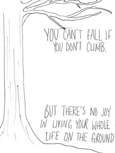 a tree with the words you can't fall if you don't climb but there's no joy in living your whole life on the ground