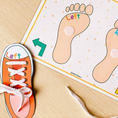 a pair of shoes next to a printable foot reflex chart