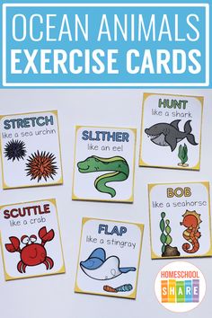 these ocean animals exercise cards are perfect for kids to practice their language and phonicic skills