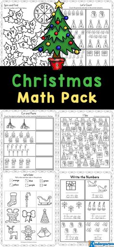 christmas math pack with pictures and words