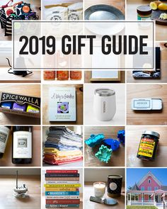 a collage of photos with the words 2019 gift guide