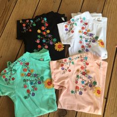 "Beautiful Mexican t- shirts embroidered! Great for summer , beautiful embroidery!! Fabric: cotton- stretch cotton. Care : hand wash. No dryer. MEASUREMENTS: Length: 26\" Armpit to armpit: 19.5 \" ( non stretching fabric) COLORS There is two types of pink, one is brighter and one is more opaque, the opaque color has a mix of light gray and pink ., I will call this color vintage pink. ( blouse is new ) just making a difference for you to Choose a brighter or opaque color. There is two types of te Clovis California, Mexican T Shirts, Mexican Shirts, Embroidery Tshirt, Boho Shirts, Pink T Shirt, Color Vintage, Mexican Style, Embroidery Fabric