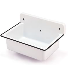 a white square dish with black trim on the edge and bottom, sitting in front of a white background