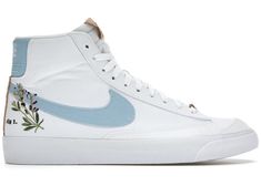 Buy and sell authentic Nike shoes on StockX including the Nike Blazer Mid 77 White Indigo and thousands of other sneakers with price data and release dates. Nike Flower Shoes, Nike Blazer Blue, Nike Blazer Mid 77 White, Indigo Shoes, Blazers Shoes, Dr Shoes, Nike Shoes Girls, Preppy Shoes, All Nike Shoes