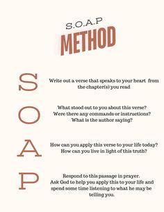 a poster with the words soap method written on it